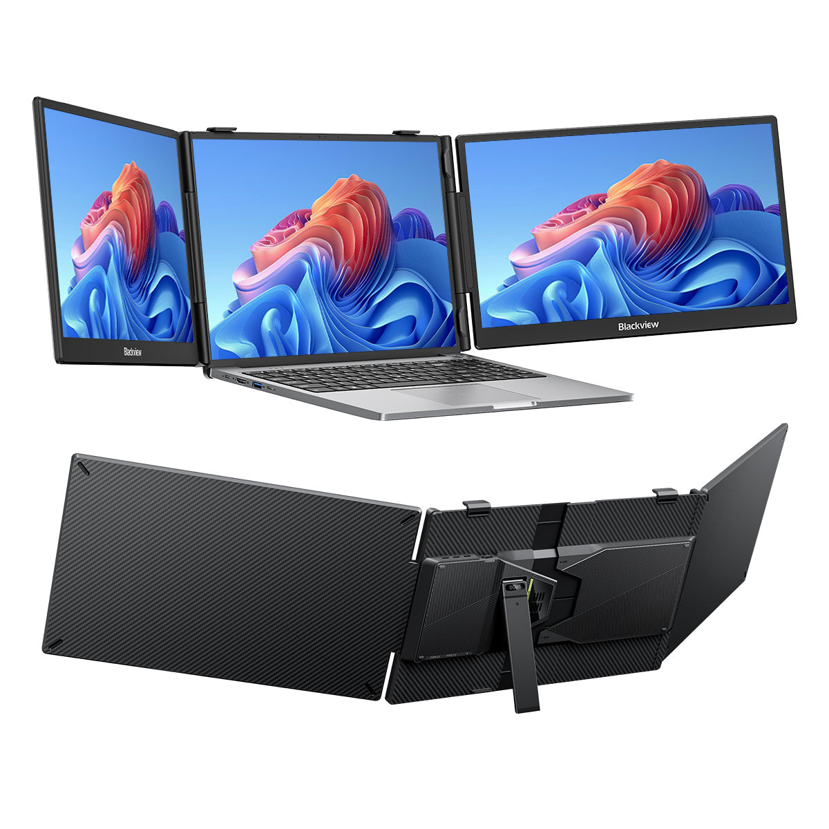 Blackview DCM5 – Doppelbildschirm 14 Zoll für Laptop – Bildschirmerweiterung fürs Büro mit Lautsprechern